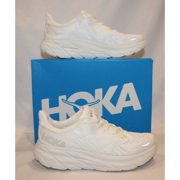NIB HOKA ONE WOMEN'S CLIFTON 8 RUNNING ATHLETIC SNEAKERS WHITE SZ 9 - Picture 5 of 7